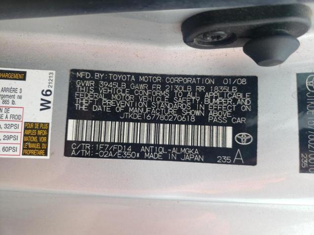 Photo 10 from auction – 2008 TOYOTA SCION TC with VIN JTKDE167780270618