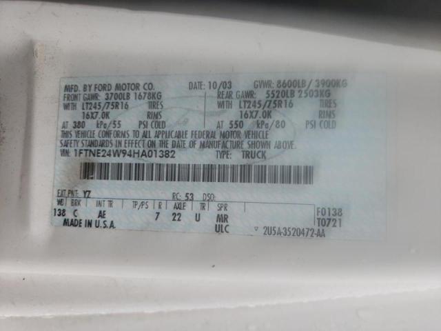 Photo 10 from auction – 2004 FORD ECONOLINE with VIN 1FTNE24W94HA01382