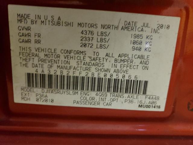 Photo 10 from auction – 2011 MITSUBISHI GALANT FE with VIN 4A32B2FF2BE005066