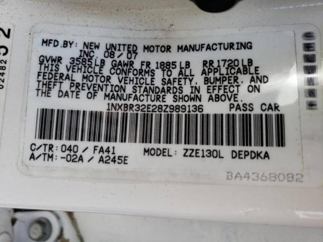 Photo 10 from auction – 2008 TOYOTA COROLLA CE with VIN 1NXBR32E28Z989136