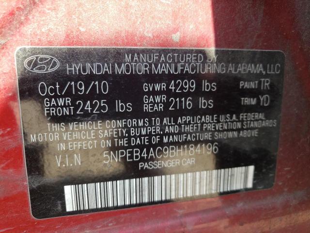 Photo 10 from auction – 2011 HYUNDAI SONATA GLS with VIN 5NPEB4AC9BH184196