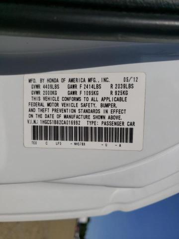 Photo 10 from auction – 2012 HONDA ACCORD EXL with VIN 1HGCS1B82CA016992