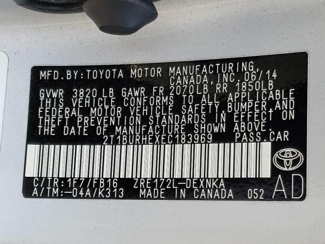 Photo 10 from auction – 2014 TOYOTA COROLLA L with VIN 2T1BURHEXEC183969