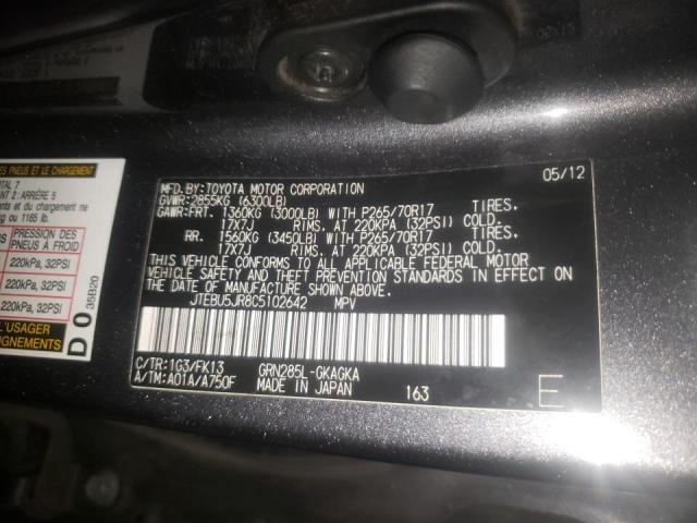 Photo 10 from auction – 2012 TOYOTA 4RUNNER SR with VIN JTEBU5JR8C5102642