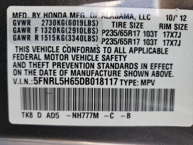 Photo 10 from auction – 2013 HONDA ODYSSEY EX with VIN 5FNRL5H65DB018117