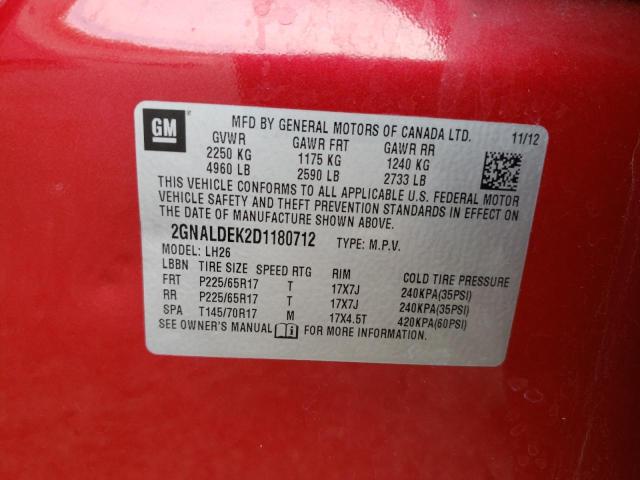 Photo 10 from auction – 2013 CHEVROLET EQUINOX LT with VIN 2GNALDEK2D1180712