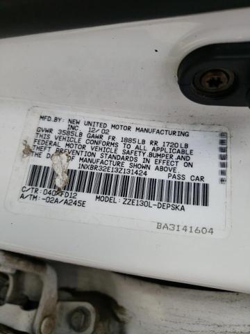 Photo 10 from auction – 2003 TOYOTA COROLLA CE with VIN 1NXBR32E13Z131424
