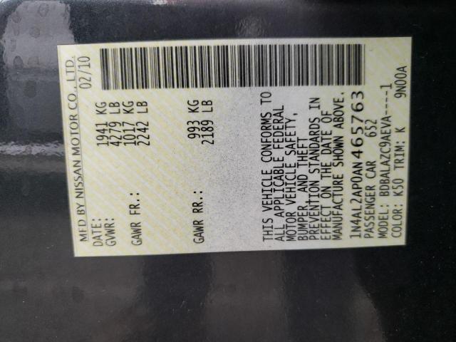 Photo 10 from auction – 2010 NISSAN ALTIMA BAS with VIN 1N4AL2AP0AN465763