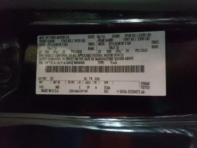 Photo 10 from auction – 2016 FORD F150 SUPER with VIN 1FTEX1EP2GKE96995
