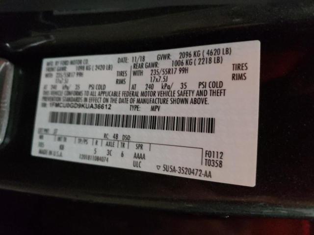 Photo 10 from auction – 2019 FORD ESCAPE SE with VIN 1FMCU0GD9KUA36612