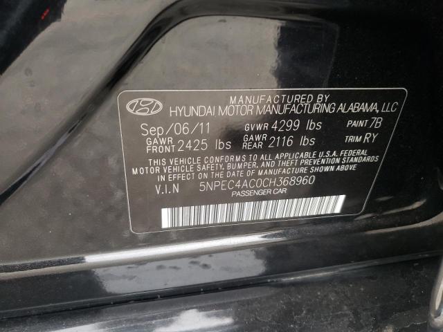 Photo 10 from auction – 2012 HYUNDAI SONATA SE with VIN 5NPEC4AC0CH368960