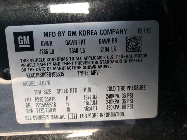 Photo 10 from auction – 2015 BUICK ENCORE CON with VIN KL4CJBSB0FB153635