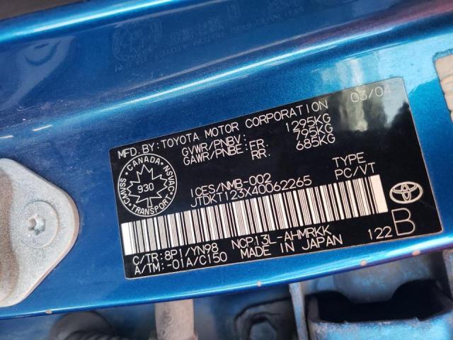 Photo 10 from auction – 2004 TOYOTA ECHO with VIN JTDKT123X40062265