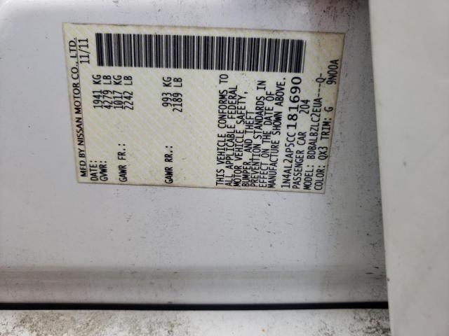 Photo 10 from auction – 2012 NISSAN ALTIMA BAS with VIN 1N4AL2AP5CC181690