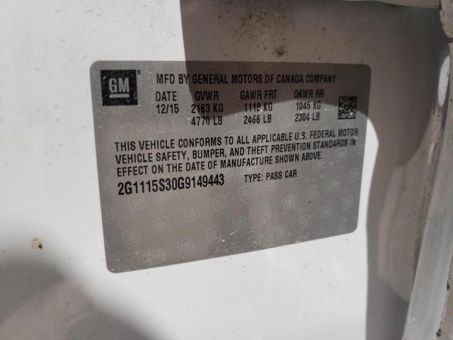 Photo 10 from auction – 2016 CHEVROLET IMPALA LT with VIN 2G1115S30G9149443