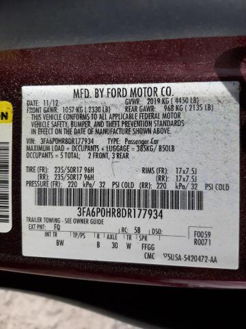 Photo 10 from auction – 2013 FORD FUSION SE with VIN 3FA6P0HR8DR177934
