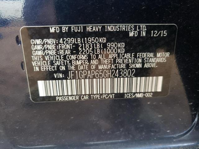Photo 10 from auction – 2016 SUBARU IMPREZA SP with VIN JF1GPAP65GH243802