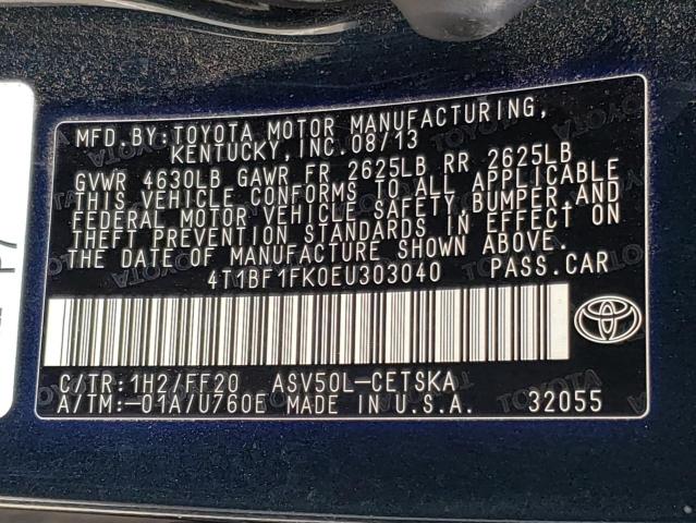 Photo 10 from auction – 2014 TOYOTA CAMRY L with VIN 4T1BF1FK0EU303040