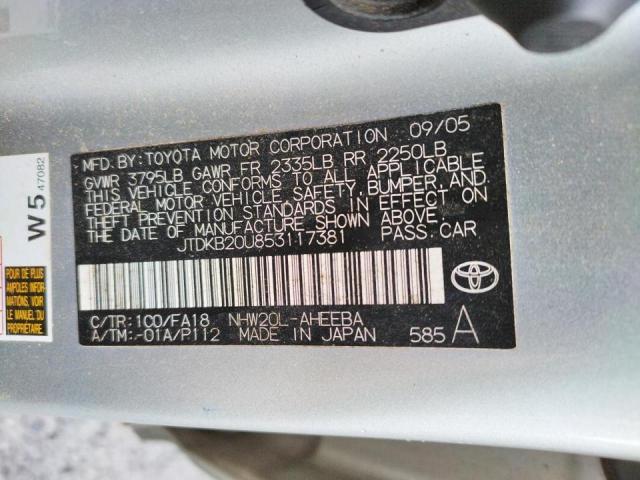 Photo 10 from auction – 2005 TOYOTA PRIUS with VIN JTDKB20U853117381