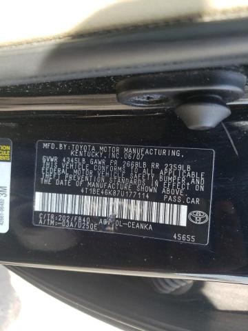Photo 10 from auction – 2007 TOYOTA CAMRY with VIN 4T1BE46K87U177114