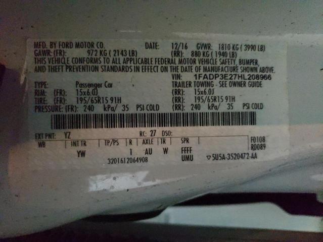 Photo 10 from auction – 2017 FORD FOCUS S with VIN 1FADP3E27HL208966