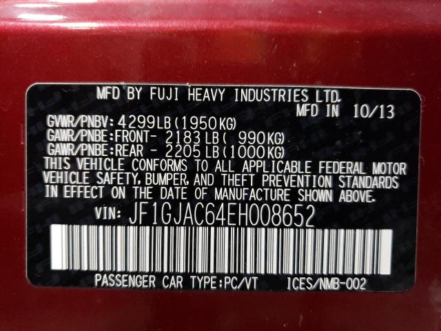 Photo 10 from auction – 2014 SUBARU IMPREZA PR with VIN JF1GJAC64EH008652