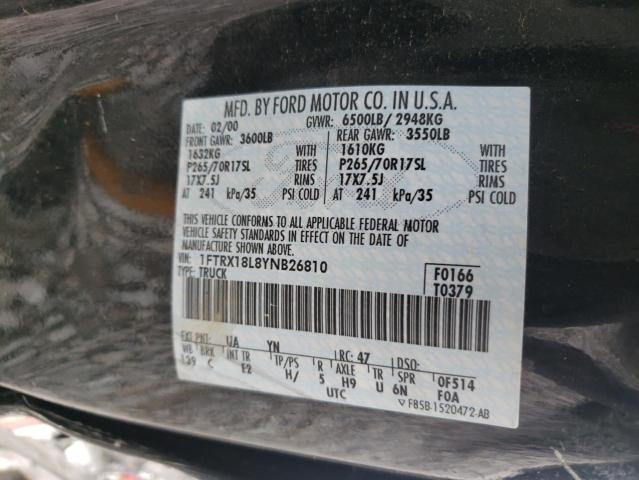 Photo 10 from auction – 2000 FORD F150 with VIN 1FTRX18L8YNB26810