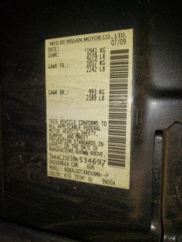 Photo 10 from auction – 2009 NISSAN ALTIMA 2.5 with VIN 1N4AL21E59N534697