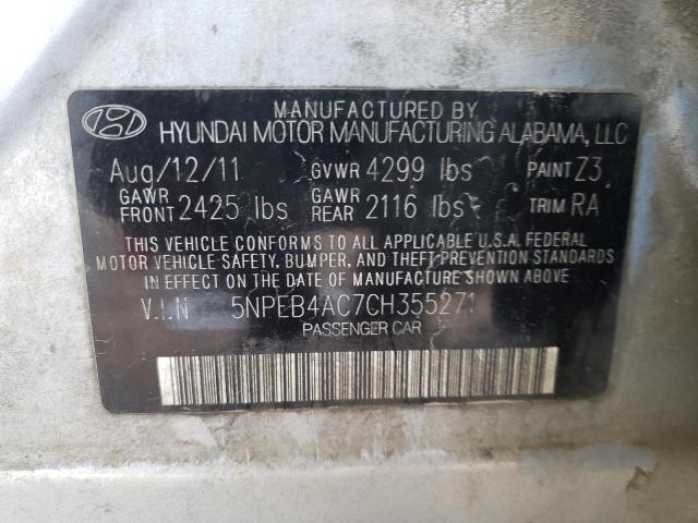 Foto 10 de la subasta – 2012 HYUNDAI SONATA GLS con VIN 5NPEB4AC7CH355271