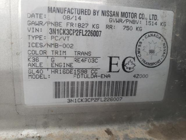 Photo 10 from auction – 2015 NISSAN MICRA with VIN 3N1CK3CP2FL226007