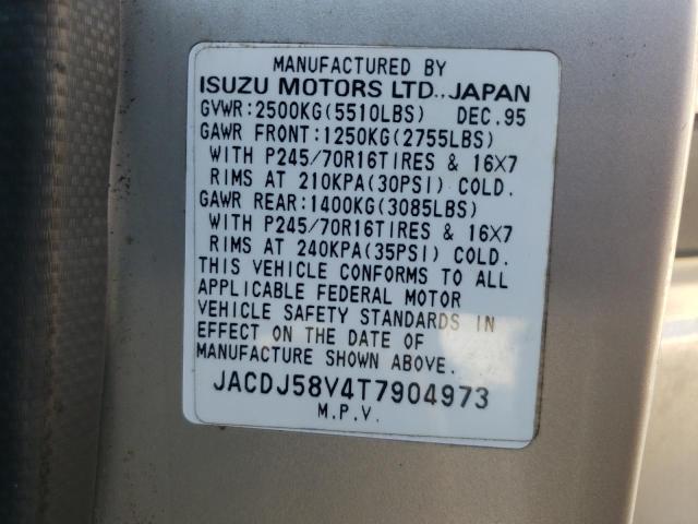 Photo 10 from auction – 1996 ISUZU TROOPER S with VIN JACDJ58V4T7904973