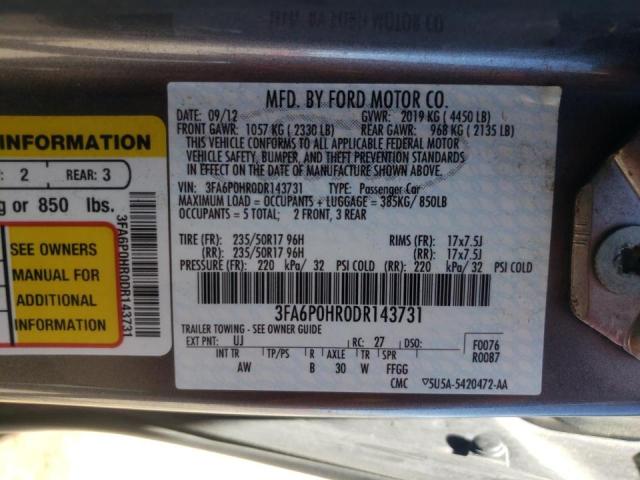 Photo 10 from auction – 2013 FORD FUSION SE with VIN 3FA6P0HR0DR143731