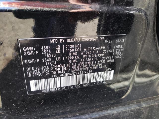 Photo 10 from auction – 2019 SUBARU OUTBACK 2. with VIN 4S4BSANC2K3214240