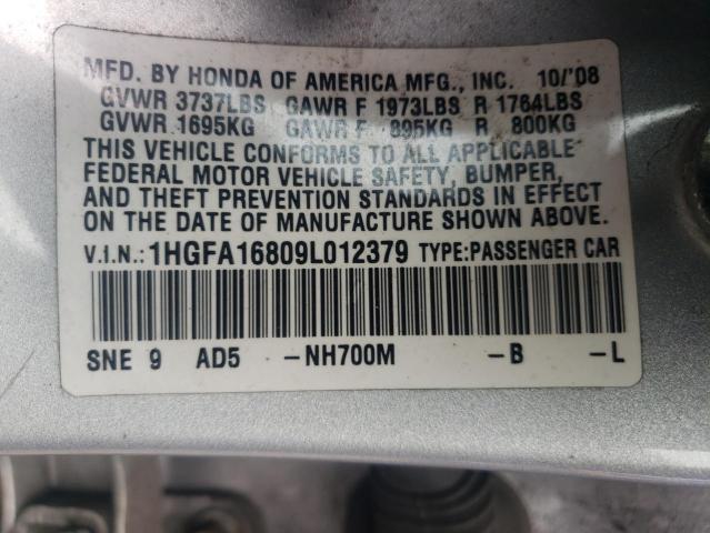 Photo 10 from auction – 2009 HONDA CIVIC EX with VIN 1HGFA16809L012379