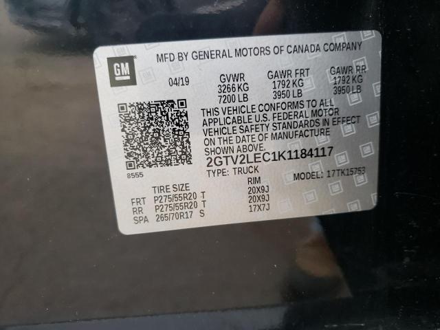 Photo 10 from auction – 2019 GMC SIERRA LIM with VIN 2GTV2LEC1K1184117