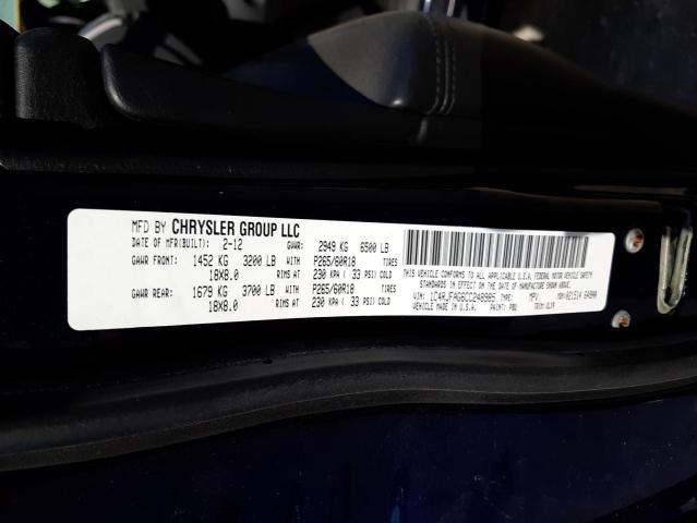 Photo 10 from auction – 2012 JEEP GRAND CHER with VIN 1C4RJFAG6CC248985
