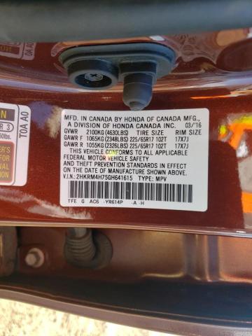 Photo 10 from auction – 2016 HONDA CR-V EXL with VIN 2HKRM4H75GH641615
