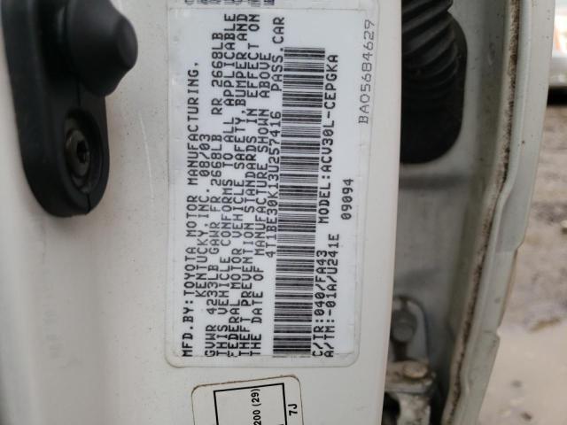 Photo 10 from auction – 2003 TOYOTA CAMRY LE with VIN 4T1BE30K13U257416