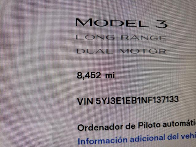 Photo 8 from auction – 2022 TESLA MODEL 3 with VIN 5YJ3E1EB1NF137133