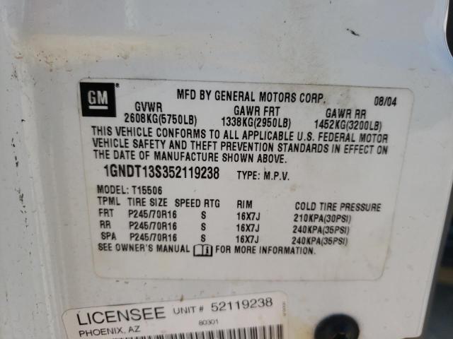 Photo 10 from auction – 2005 CHEVROLET TRAILBLAZE with VIN 1GNDT13S352119238