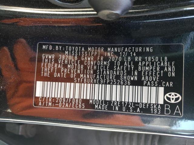 Photo 10 from auction – 2015 TOYOTA COROLLA L with VIN 5YFBURHE9FP252636