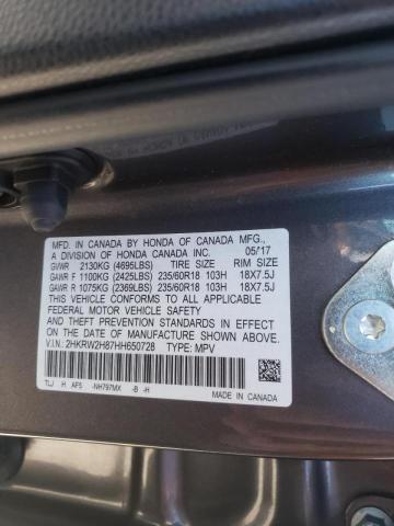 Photo 10 from auction – 2017 HONDA CR-V EXL with VIN 2HKRW2H87HH650728