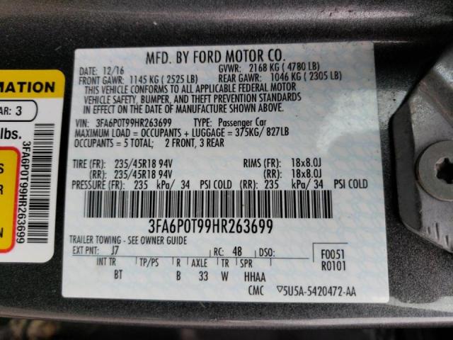 Photo 10 from auction – 2017 FORD FUSION SE with VIN 3FA6P0T99HR263699