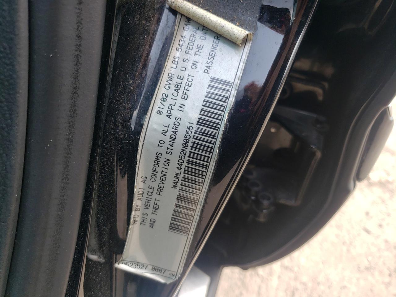 Photo 10 from auction – 2002 AUDI A8 L QUATT with VIN WAUML44D52N005551