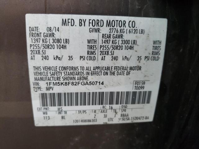 Photo 10 from auction – 2015 FORD EXPLORER L with VIN 1FM5K8F82FGA50714