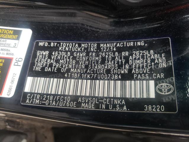 Photo 10 from auction – 2015 TOYOTA CAMRY LE with VIN 4T1BF1FK7FU007384