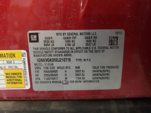 Photo 10 from auction – 2014 CHEVROLET TRAVERSE L with VIN 1GNKVGKD5EJ210718