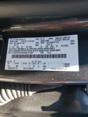 Photo 10 from auction – 2017 FORD F150 SUPER with VIN 1FTEW1CF0HFB17547