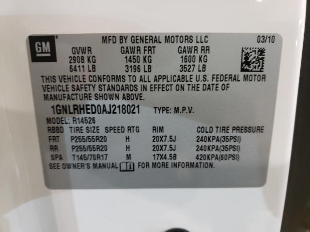 Photo 10 from auction – 2010 CHEVROLET TRAVERSE with VIN 1GNLRHED0AJ218021