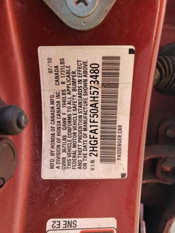 Photo 10 from auction – 2010 HONDA CIVIC LX with VIN 2HGFA1F50AH573480
